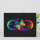 Faire-part Vibrant infinity with rainbow butterfly on black (Debout devant)