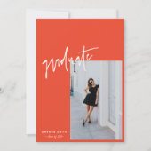 Faire-part Vibrant Orange rose tendance Script de la photo Gr (Devant)