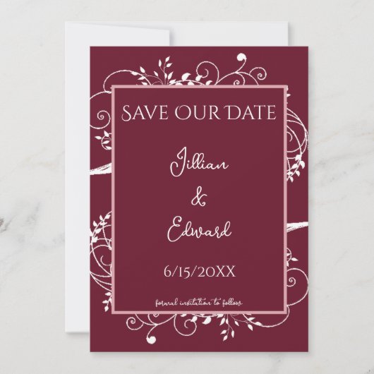 Faire-part Vin Fleurit Économisez La Date Annonce (Devant)
