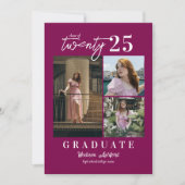 Faire-part Vin moderne Script 3 Photo Collage Graduation (Devant)