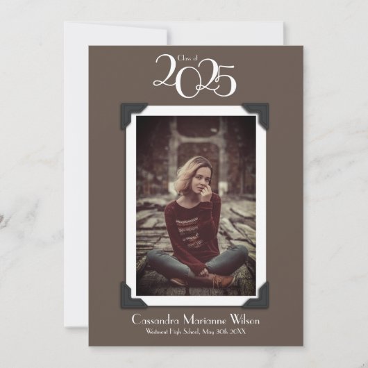 Faire-part vintage de diplôme photo Brown (Devant)