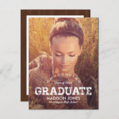 Faire-part vintage de graduation /Invitation (Devant / Derrière)