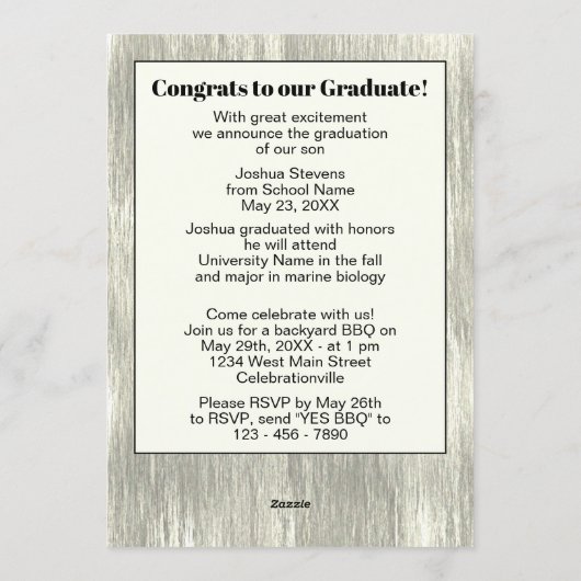 Faire-part vintage de Graduation Rustique (Dos)