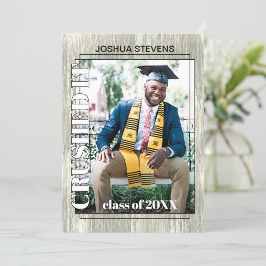 Faire-part vintage de Graduation Rustique (Debout devant)