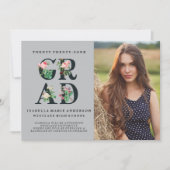 FAIRE-PART vintage ÉLÉGANT DE DIPLÔME FLORAL (Devant)