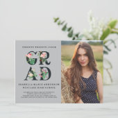 FAIRE-PART vintage ÉLÉGANT DE DIPLÔME FLORAL (Debout devant)