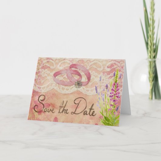 Faire-part Vintage Enregistrer La Date (Devant)