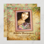 Faire-part vintage Floral Grunge Graduation (Devant / Derrière)