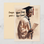 Faire-part Vintage noir - félicitations diplômé (Devant / Derrière)