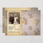 Faire-part vintage pour 50 ans de mariage (Devant / Derrière)