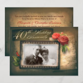 Faire-part vintage pour les 40 ans d'anniversaire  (Devant / Derrière)