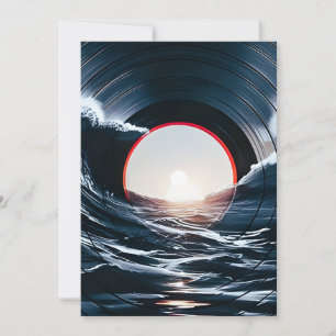 Faire-part Vinyle Vintage Surf Wave Océan Musique Rétro