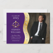 Faire-part Violet | Diplômé d'or Wave Law Justice Grad (Devant)