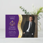 Faire-part Violet | Diplômé d'or Wave Law Justice Grad (Debout devant)