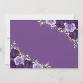Faire-part Violet Gold Quinceanera Floral Enregistrer la date (Dos)
