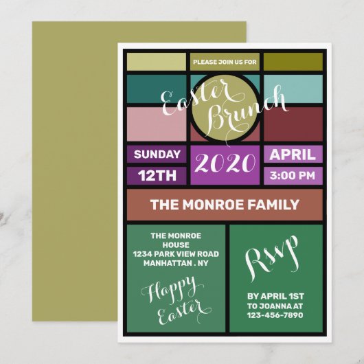 Faire-part Vitrail, Brunch de Pâques (Devant / Derrière)