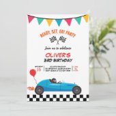 Faire-part Voiture de course Anniversaire de enfant de fête d (Debout devant)