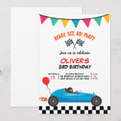 Faire-part Voiture de course Anniversaire de enfant de fête d (Devant / Derrière)