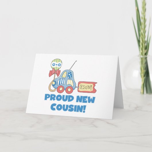 Faire-part Voiture Fière Nouveau Cousin C'est un garçon (Devant)