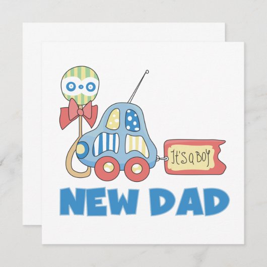 Faire-part Voiture Nouveau Papa C'est un garçon Cadeaux (Devant / Derrière)