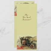 Faire-part VOITURE RETRO, AUTO RESTAURATION 2, jaune rouge (Devant / Derrière)