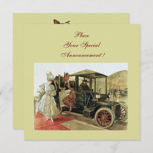 Faire-part VOITURE RETRO, AUTO RESTAURATION 2, jaune rouge (Devant / Derrière)