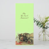 Faire-part VOITURE RETRO, AUTO RESTAURATION 2, jaune rouge ve (Debout devant)