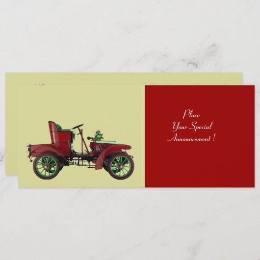 FAIRE-PART VOITURE RETRO, RESTAURATION AUTO (Devant / Derrière)