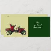 Faire-part VOITURE RÉTRO, RESTAURATION AUTO, vert (Devant / Derrière)