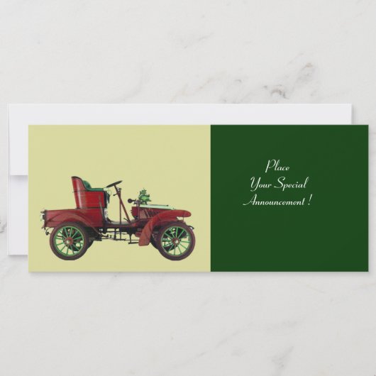 Faire-part VOITURE RÉTRO, RESTAURATION AUTO, vert (Devant)
