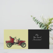 Faire-part VOITURE RETRO, RESTAURATION AUTOMATIQUE, noir (Debout devant)