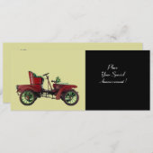 Faire-part VOITURE RETRO, RESTAURATION AUTOMATIQUE, noir (Devant / Derrière)