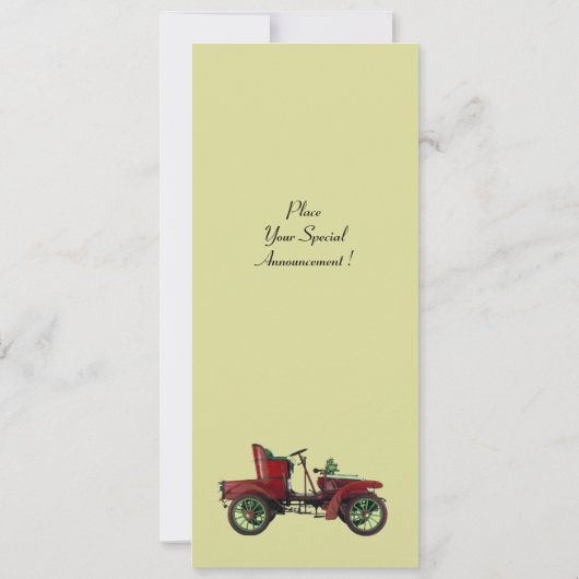 Faire-part VOITURE RETRO, RESTAURATION AUTOMATIQUE, vert (Dos)