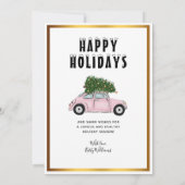 Faire-part Voiture rose vintage Arbre de Noël Déménagement (Dos)