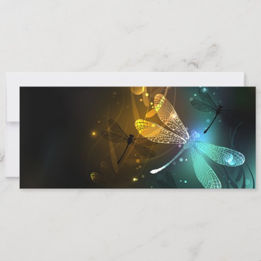 Faire-part Vol de libellule verte lumineuse (Devant)