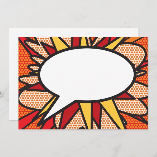 Faire-part Votre message Voix Bubble Amusant Retro Comique Li (Devant / Derrière)