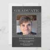 Faire-part Votre Photo Silver Metal Faux Leather Graduation A (Devant)