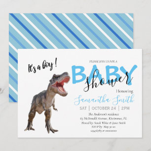 Faire-part Vous êtes Invité Baby shower Boy Dinosaur
