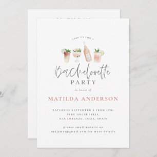 Faire-part Voyage de fin de semaine de bachelorette boissons 