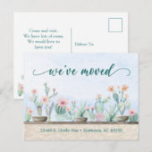 Faire-part Watercolor Cactus Nous avons déplacé carte postale (Devant / Derrière)