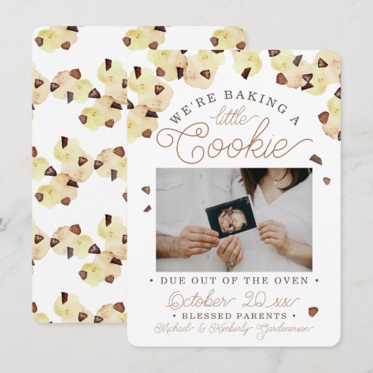 Faire-part Watercolor Cookie Pregnancy Photo Announcement (Devant / Derrière)