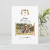 Faire-part Watercolor Crest Photo Thankesgiving (Debout devant)