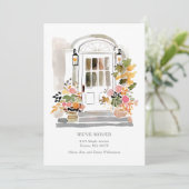 Faire-part Watercolor Floral Front Door We've Moved Family (Debout devant)