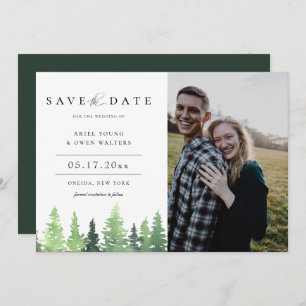 Faire-part Watercolor Forest Wedding Enregistrer La Date Phot