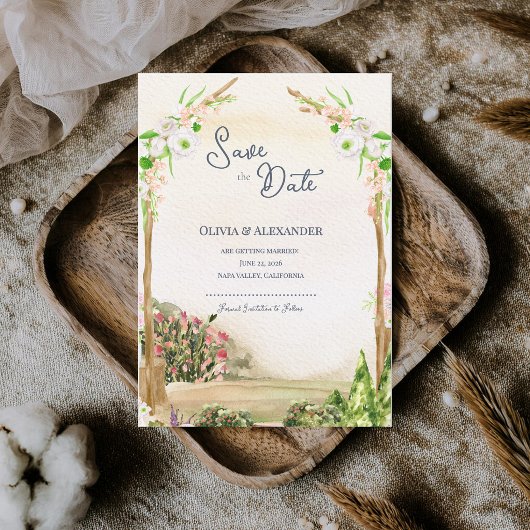 Faire-part Watercolor Garden Arch Wedding Save the Date