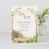 Faire-part Watercolor Garden Arch Wedding Save the Date (Debout devant)