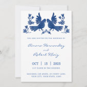 FAIRE-PART WATERCOLOR OTOMI BIRDS NAVY (Devant)