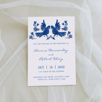 WATERCOLOR OTOMI BIRDS NAVY