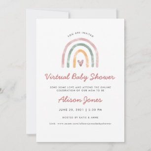 Faire-part Watercolor Rainbow Virtual Baby shower