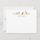 Faire-part Watercolor Safari Animals Nursery Note Card (Devant)
